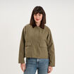 Veste courte oversize col velours c&ocirc;tel&eacute; taupe femme