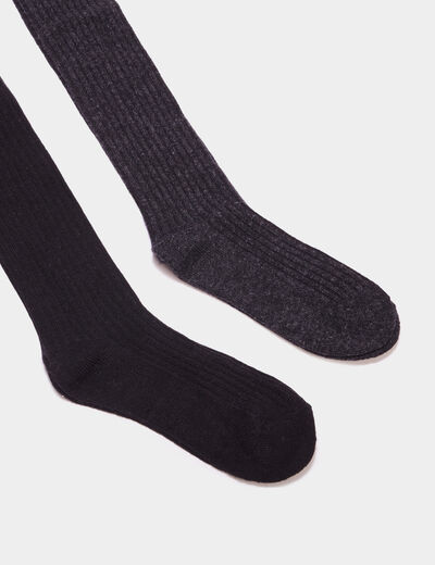 Lot 2 paires mi-bas chaud gris foncé femme