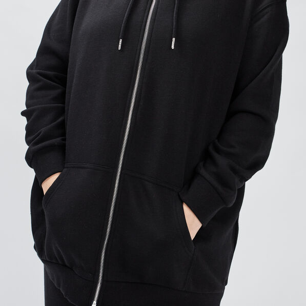 Sweat à capuche zippé noir femme grande taille