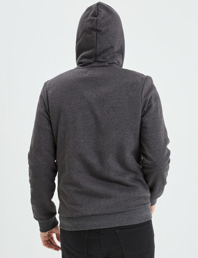 Sweat zippé doublure effet sherpa gris foncé homme