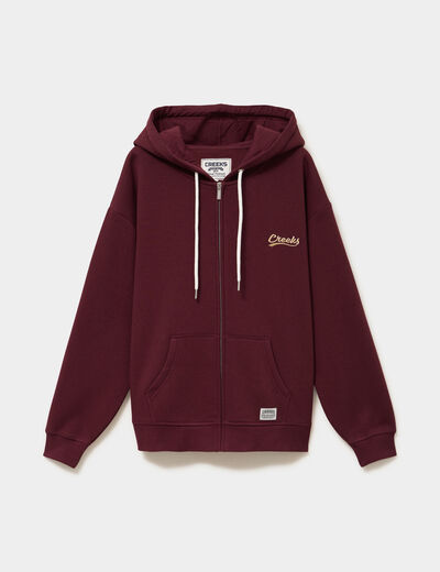 Sweat zipp&eacute; &agrave; capuche violet fonc&eacute; femme