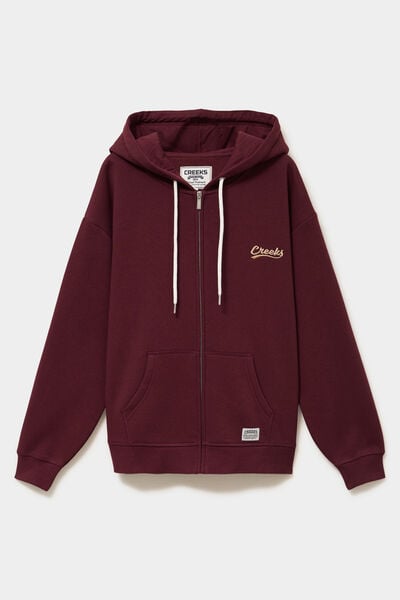 Sweat zipp&eacute; &agrave; capuche violet fonc&eacute; femme