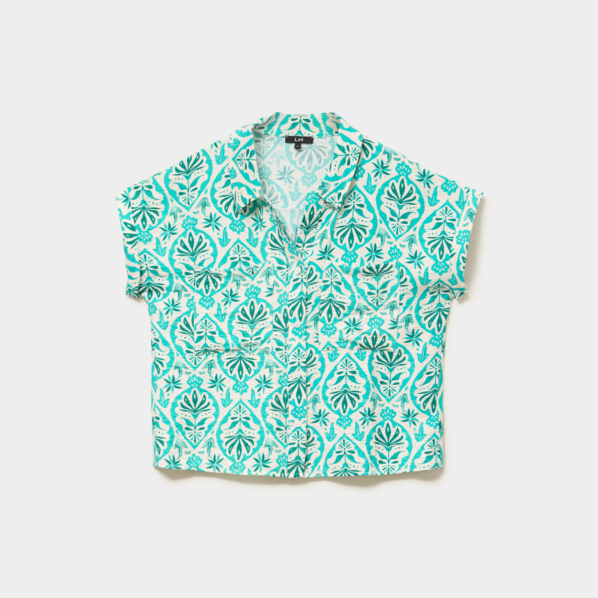 Chemise manches courtes 2 poches ecru femme