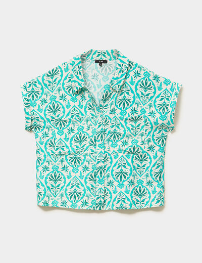Chemise manches courtes 2 poches ecru femme