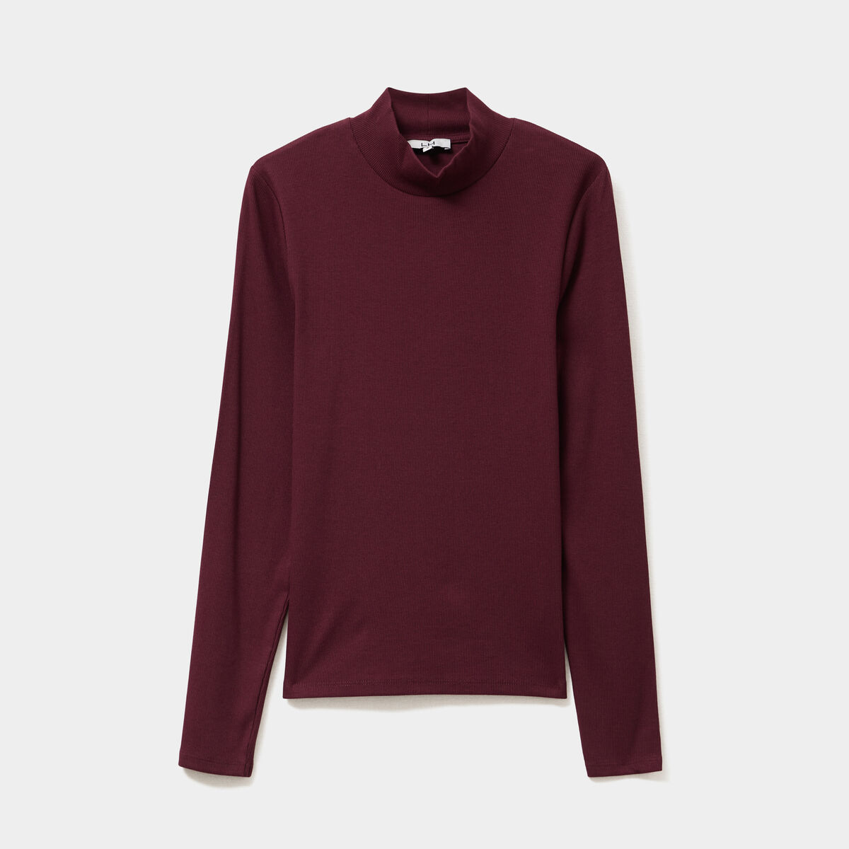T-shirt ajust&eacute; col montant violet fonc&eacute; femme