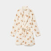 Peignoir court effet velours ceintur&eacute; ecru femme
