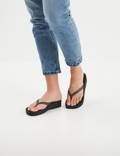 Tongs plateformes Ipanema noir femme