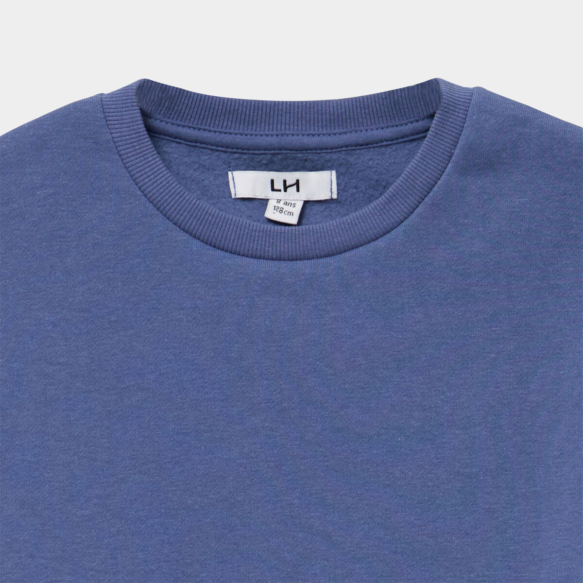 Sweat col rond manches longues bleu gris fille