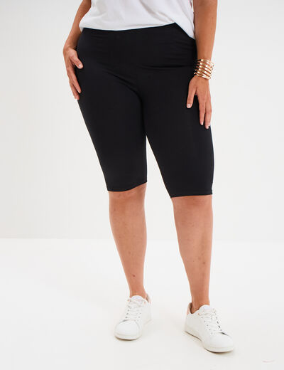 Short legging cycliste coton noir femme grande taille