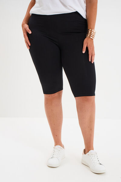Short legging cycliste coton noir femme grande taille