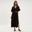 Robe longue &eacute;vas&eacute;e col cache-coeur noir femme