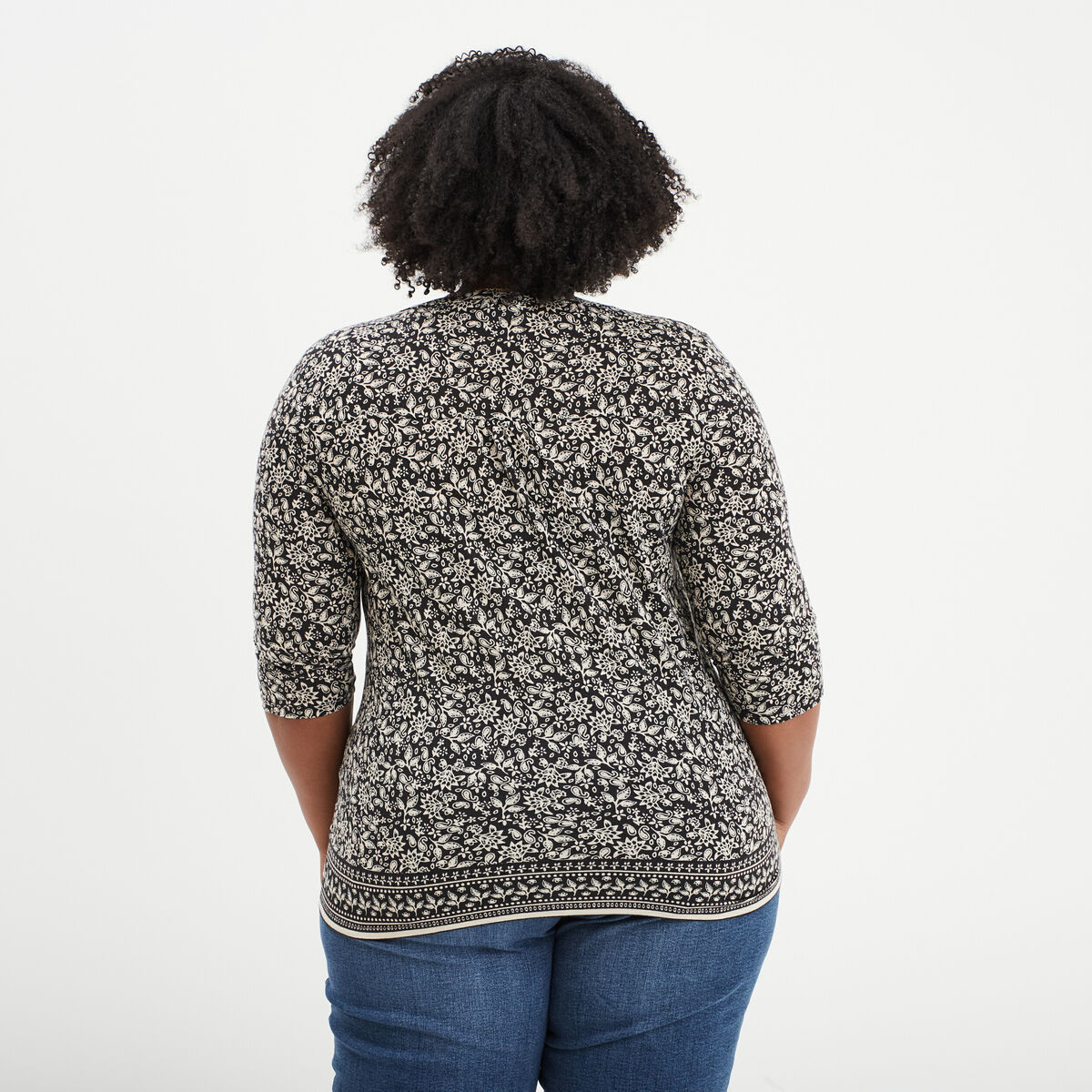 T-shirt manches 3/4 noir femme grande taille
