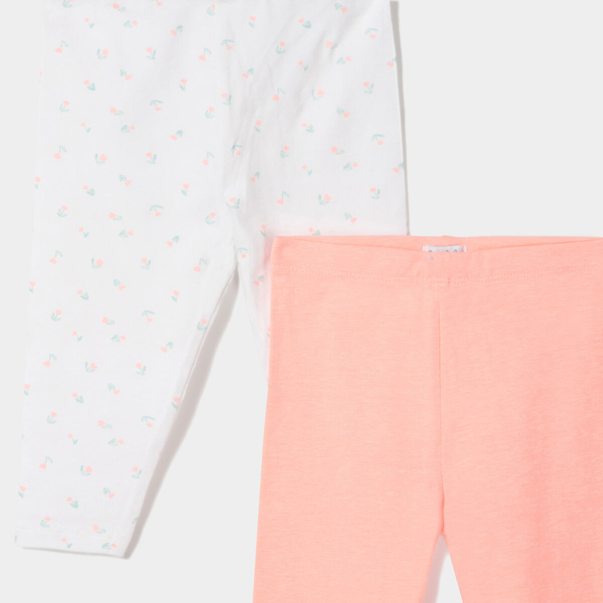 Lot 2 leggings en coton taille standard blanc bébé fille