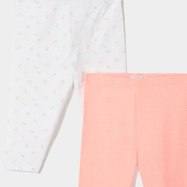 Lot 2 leggings en coton taille standard blanc bébé fille