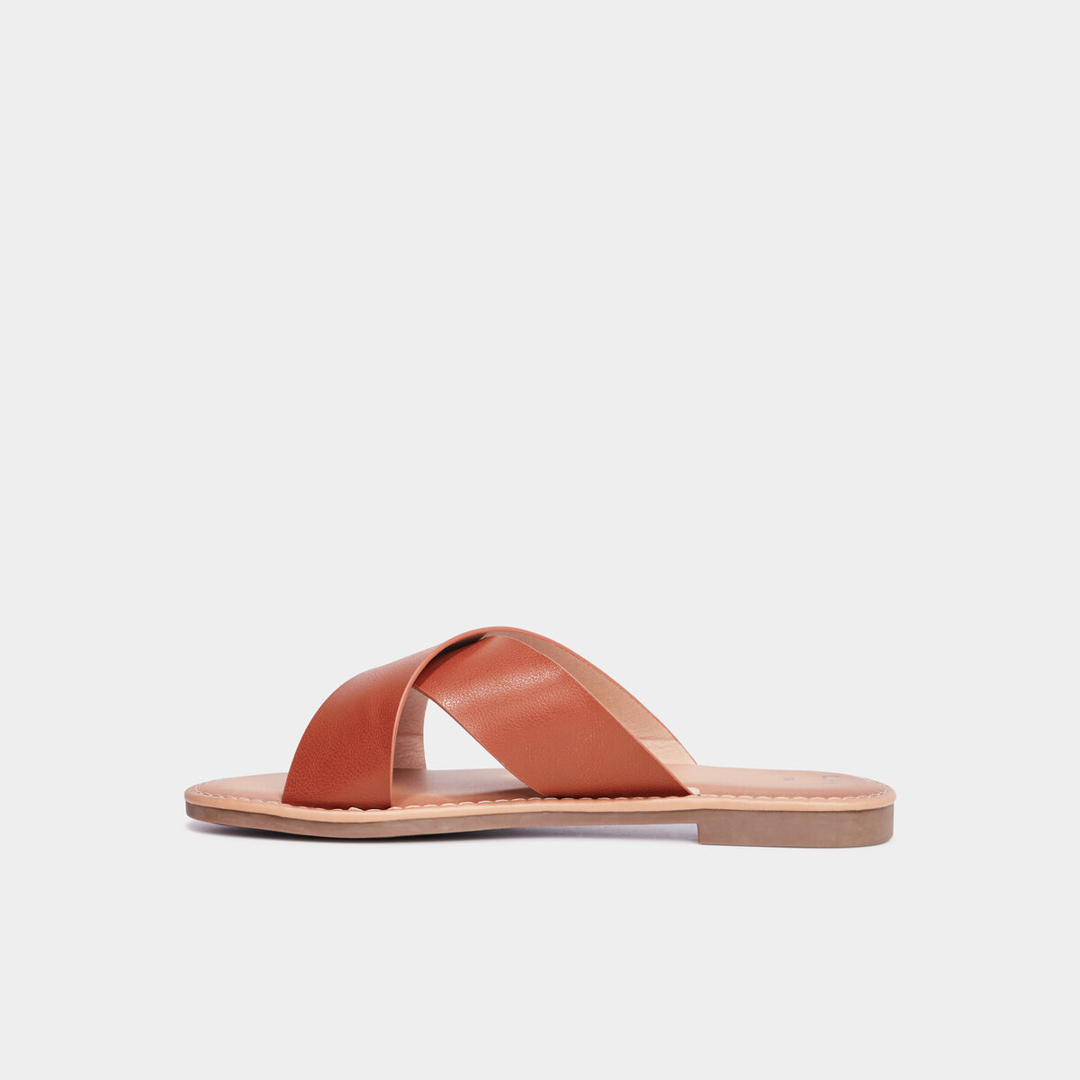 Mules brides larges crois&eacute;es marron femme
