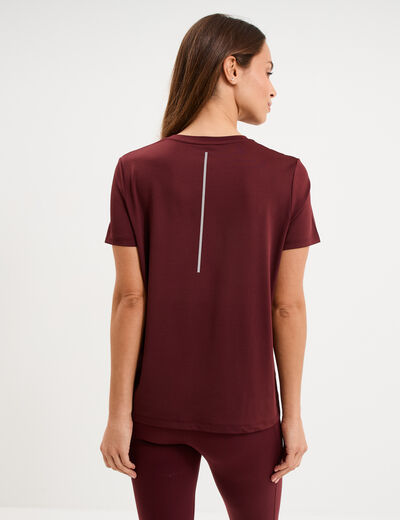 T-shirt de sport droit manches courtes violet fonc&eacute; femme