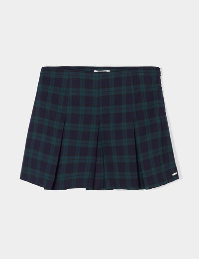 Jupe-short plissée courte bleu marine femme