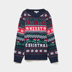 Pull de No&euml;l col rond bleu marine gar&ccedil;on
