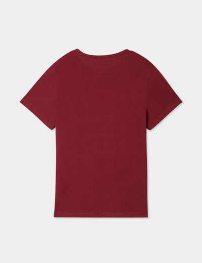 T-shirt col rond manches courtes coton bordeaux garçon