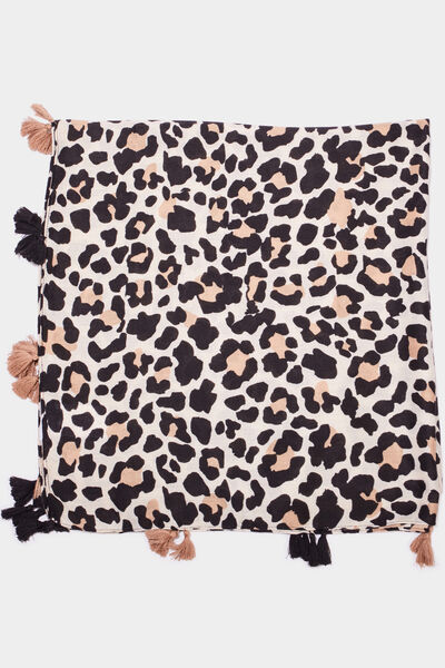 Foulard motif panth&egrave;re sable femme