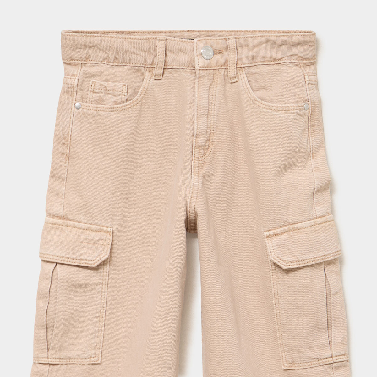 Pantalon large battle poches &agrave; rabat sable fille