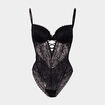 Body paddé dentelle avec laçage noir femme