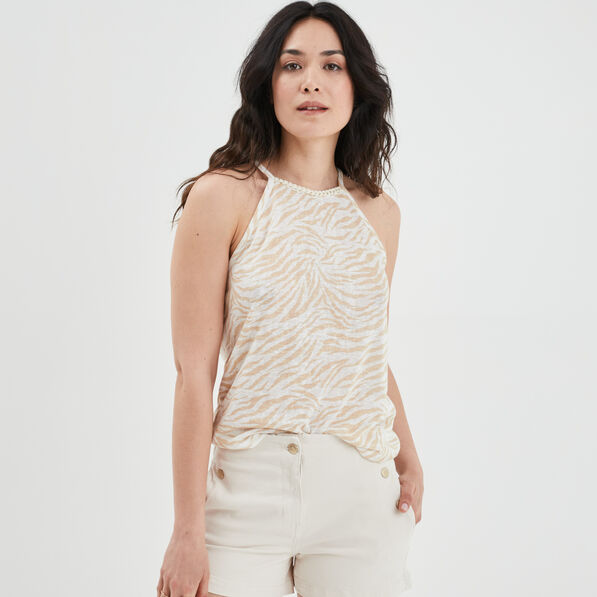 debardeur bande tressee liberto ecru femme Débardeur bande tressée Liberto ecru femme