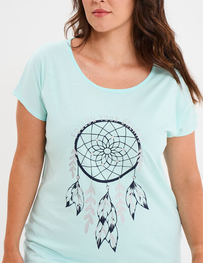 Chemise de nuit manches courtes bleu turquoise femme grande taille
