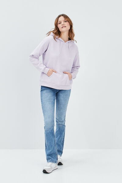 Sweat molleton à capuche hoodie violet clair femme