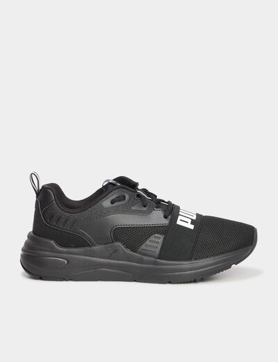 Baskets running lacets élastiqués Puma noir garçon