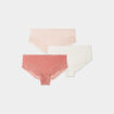 Lot 3 shortys en coton avec dentelle rose clair femme