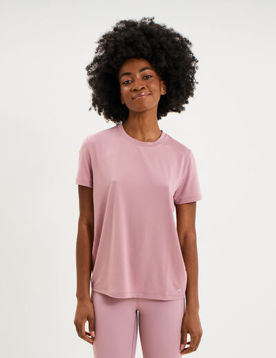 T-shirt de sport droit manches courtes mauve femme
