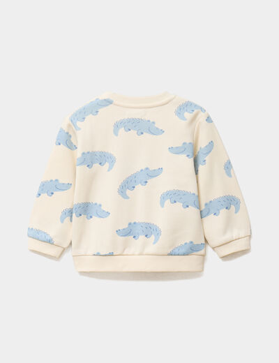 Sweat molletonn&eacute; manches longues ecru b&eacute;b&eacute; gar&ccedil;on
