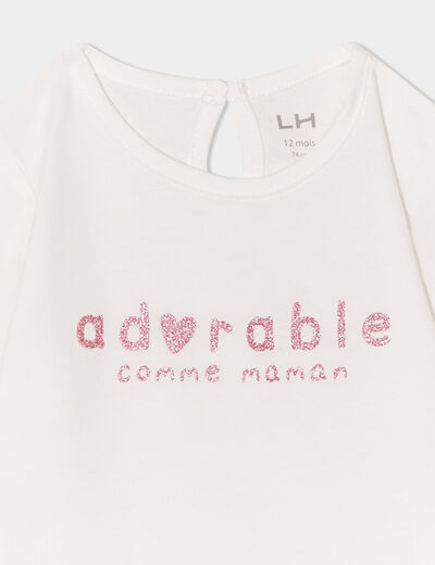 T-shirt manches longues coton blanc bébé fille