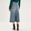 Jupe en jean longue droite coton denim dirty femme