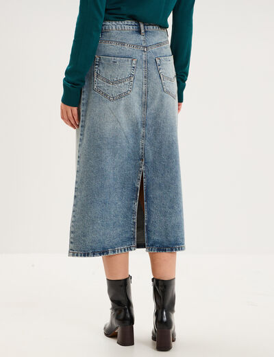 Jupe en jean longue droite coton denim dirty femme