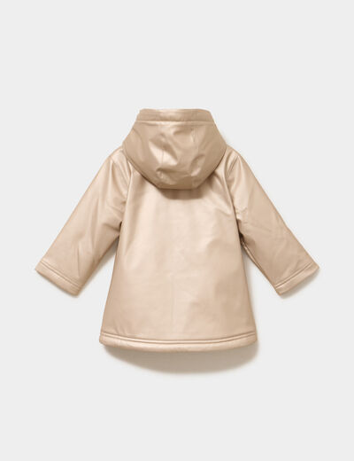 Parka imperm&eacute;able doubl&eacute;e &agrave; capuche couleur argent b&eacute;b&eacute; fille
