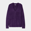 Pull droit ample col V fentes aux côtés violet foncé femme