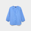 Blouse col tunisien manches 3/4 coton bleu electrique femme