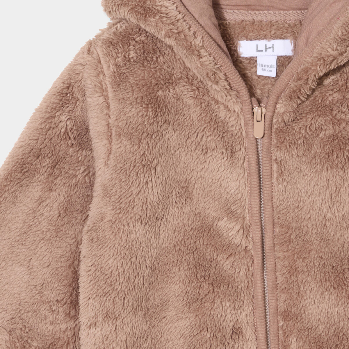 Gilet zippé effet polaire à capuche taupe bébé garçon