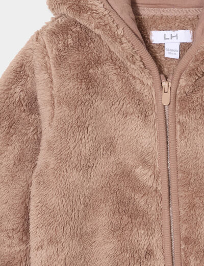 Gilet zippé effet polaire à capuche taupe bébé garçon
