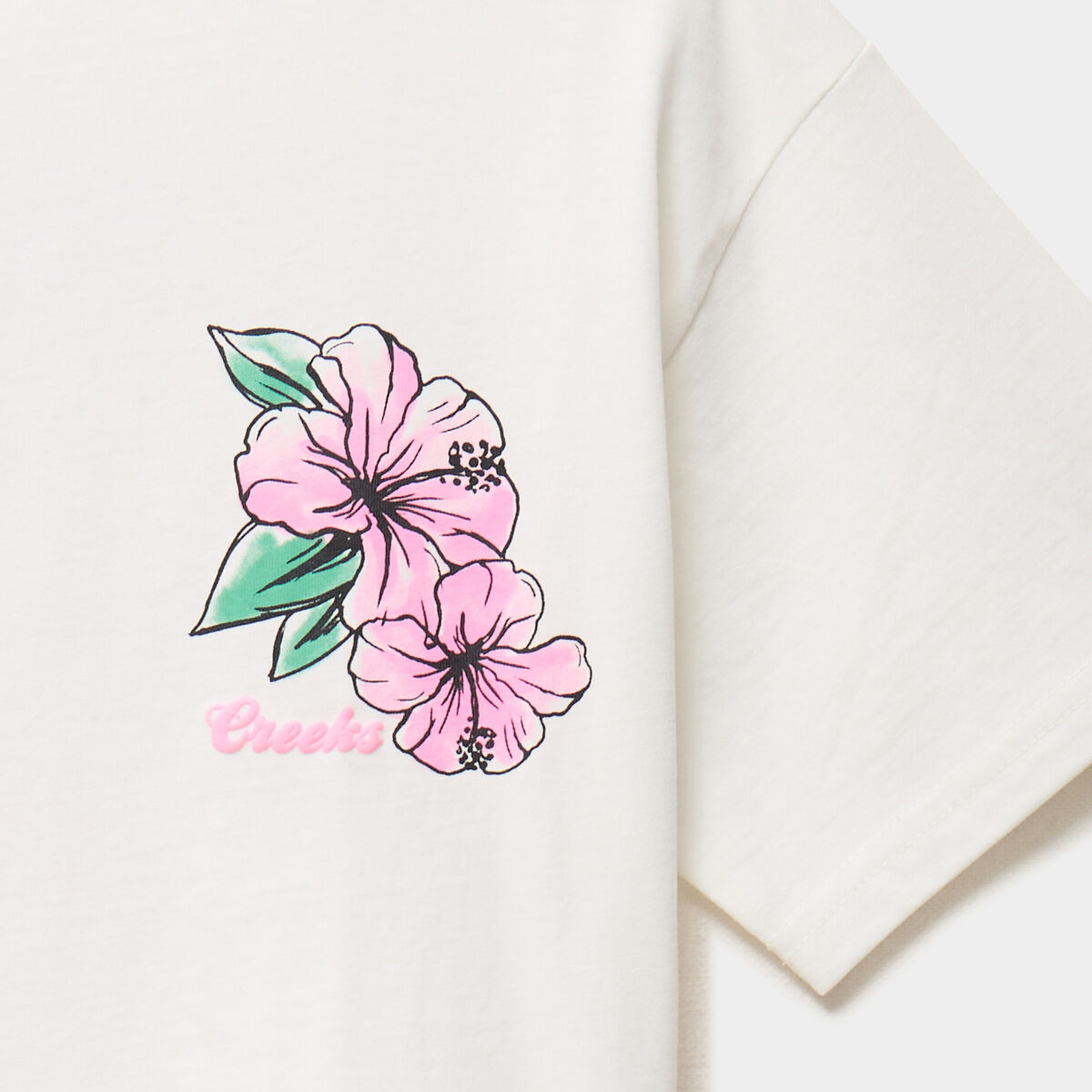 T-shirt oversize manches courtes coton ivoire fille