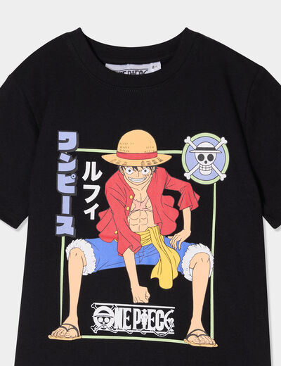 T-shirt manches courtes One Piece Luffy noir garçon