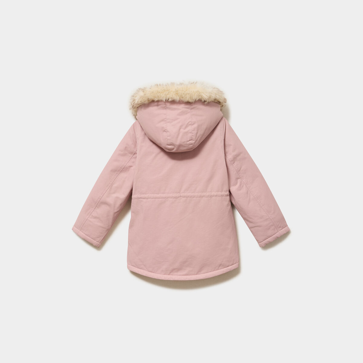 Parka &agrave; capuche fausse fourrure rose poudr&eacute;e fille