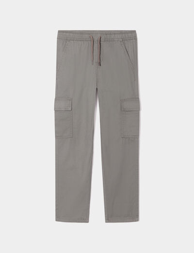 Pantalon cargo taille élastiquée vert kaki garçon