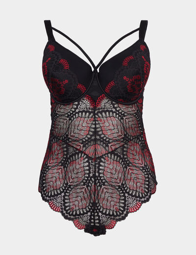 Body en dentelle rose framboise femme grande taille