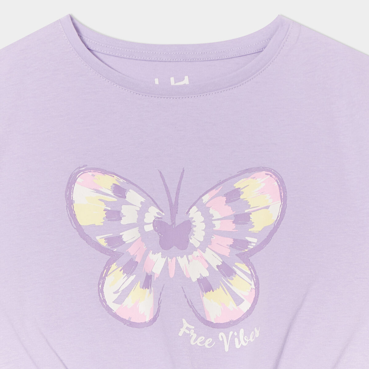T-shirt noué manches courtes coton mauve fille