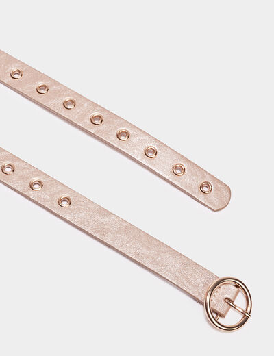 Ceinture métallisée avec oeillets couleur or femme