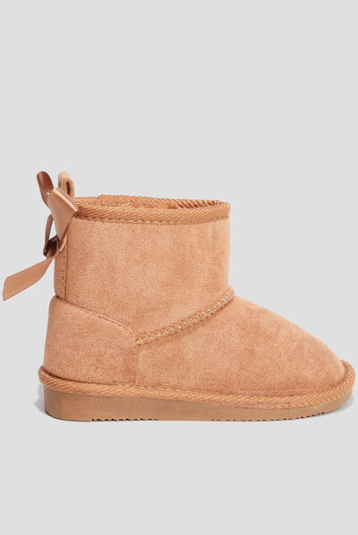 Bottines fourrées avec noeud camel fille