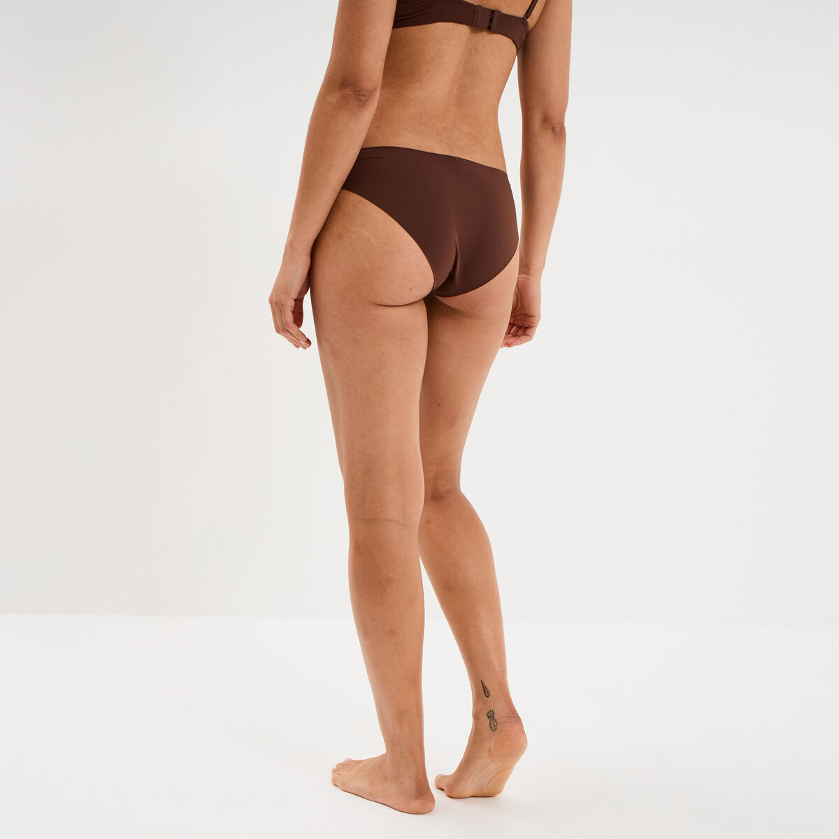 Culotte microfibre sans coutures marron femme